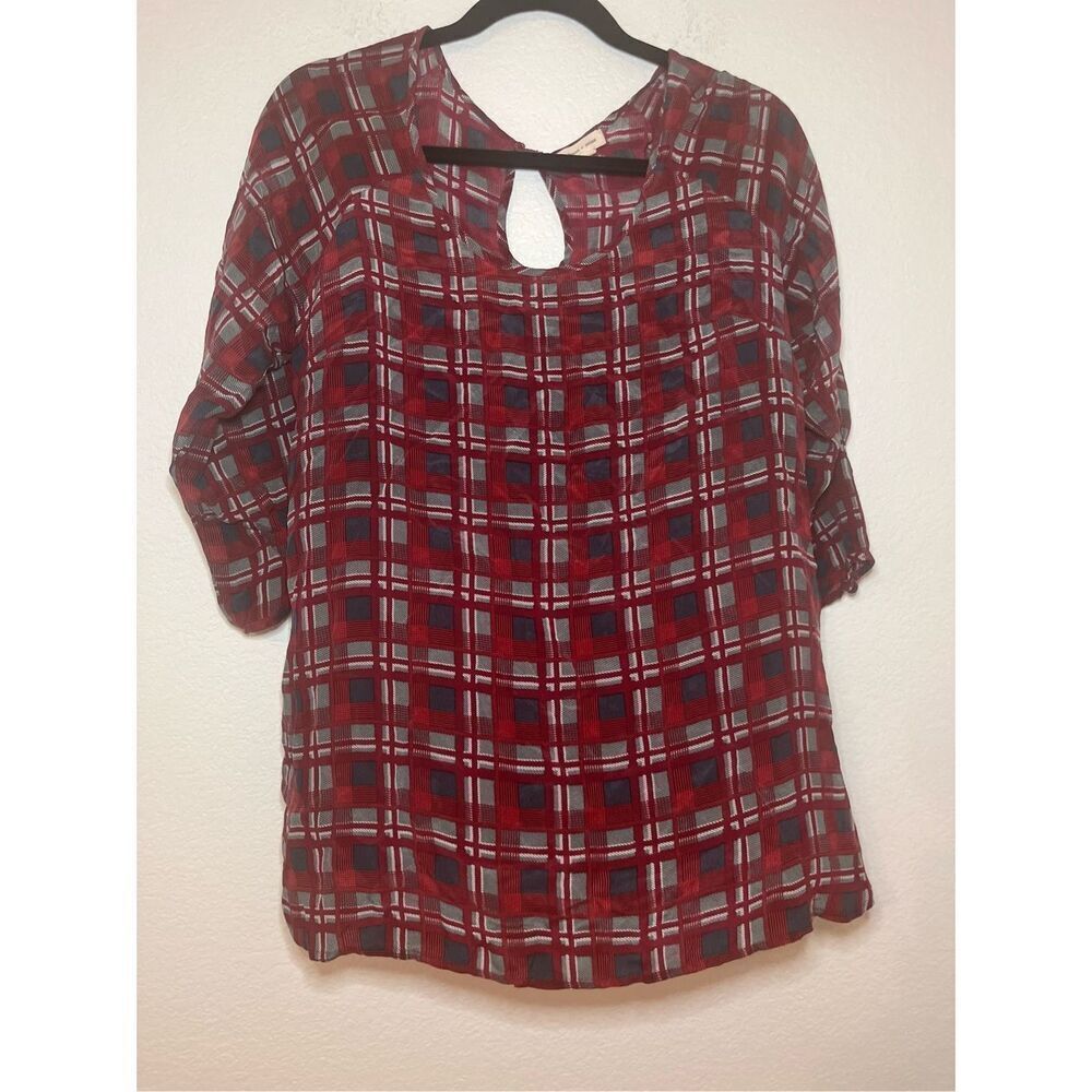 Silence + Noise Silk Plaid Blouse - Anthropologie